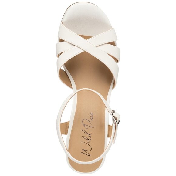 Wild Pair Womens Reemii Platform Sandal Block Heel 10020641000 White Smooth 8M - Picture 9 of 10